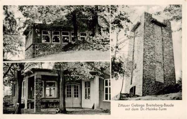 Breiteberg Hainewalde Zittauer Gebirge Breiteberg Baude mit dem Dr Heinke Turm