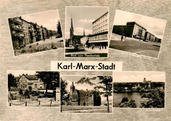 Karl-Marx-Stadt Juri Gagarin Strasse Theaterplatz Ernst Thaelmann Strasse Rathau