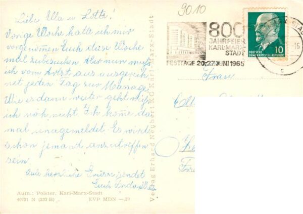 Karl-Marx-Stadt Juri Gagarin Strasse Theaterplatz Ernst Thaelmann Strasse Rathau – Bild 2