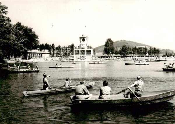 Grossschoenau Sachsen Waldstrandbad Ruderboot