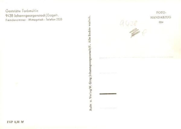 Johanngeorgenstadt Gaststaette Farbmuehle Handabzug – Bild 2