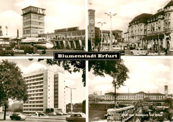 Erfurt Flughafen Interhotel Erfurter Hof Hotel Tourist Blick vom Stadtpark auf E