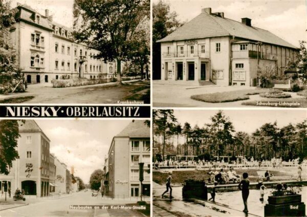 Niesky Oberlausitz Sachsen Krankenhaus Schauburg Lichtspiele Neubauten an der Ka