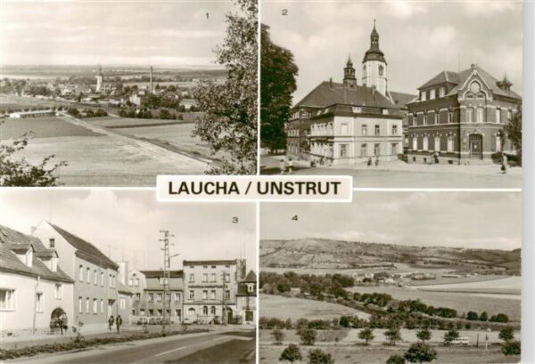 Laucha Thueringen uebersicht Postamt Sparkasse Ernst Thaelmann Strasse Blick nac