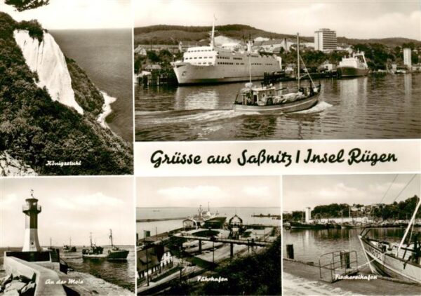 Sassnitz Ostseebad Ruegen Koenigsstuhl An der Mole Faehrhafen Fischereihafen