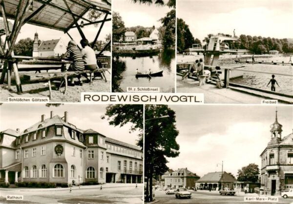 Rodewisch Schloesschen Goeltzsch Schlossinsel Freibad Rathaus Karl Marx Platz