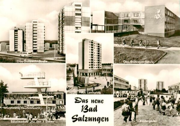 Bad Salzungen Otto-Grotewohl-Strasse Hochhaeuser Wohnsiedlung Schwimmbad Kinderg