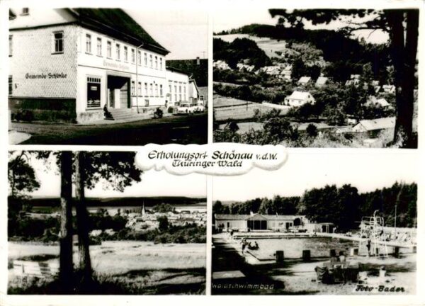 Schoenau vor dem Walde Gemeinde-Schaenke Waldschwimmbad Panorama