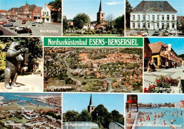 Esens Bensersiel Marktplatz Parkanlage Rathaus Fliegeraufnahme Fussgaengerzone B
