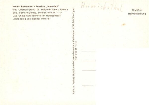Oberlohrgrund Hotel Restaurant Pension Immenhof – Bild 2