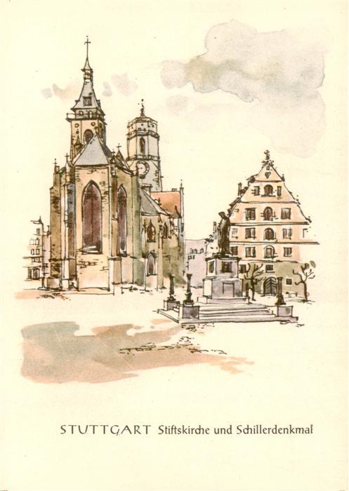 Stuttgart Stiftskirche und Schillerdenkmal